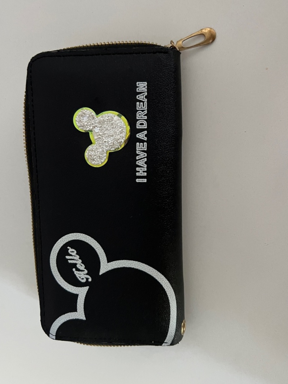 Disney Black Wallet with Silver and Lime Accents